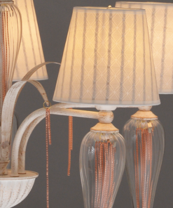 ACA DECOR  – Κρεμαστό Φωτιστικό 5ΧΕ14 Μεταλλικό Λευκό-Χρυσό Αμπαζούρ + Γυαλί + Αλυσίδα Rose Gold Φ61ΧΗ102cm