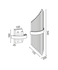 ΕΠΙΤΟΙΧΟ ΦΩΤΙΣΤΙΚΟ 4XG9 ΚΡΥΣΤΑΛΛΟ + ΟΡΕΙΧΑΛΚΟ ΜΕΤ/ΚΟ 20Χ11Χ54CM DYNASTY ACA DECOR – EG1844W54AB
