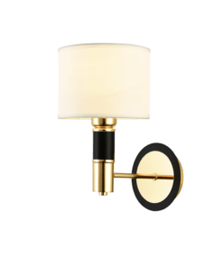ACA DECOR  απλίκα 1xE14 από μέταλλο και ύφασμα σε μαύρο χρυσό λευκό χρώμα – EG221W29BG