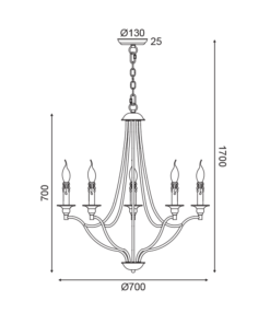 ΚΡΕΜΑΣΤΟ ΦΩΤΙΣΤΙΚΟ 5ΧΕ14 ΑΝΤΙΚΕ/ΣΚΟΥΡΙΑ ΜΕΤΑΛΛΙΚΟ D70XH175CM LYON ACA DECOR – EG5875P70R