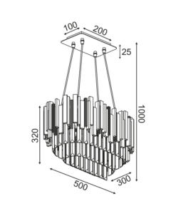 ΚΡΕΜΑΣΤΟ ΦΩΤΙΣΤΙΚΟ 4XE14 ΚΡΥΣΤΑΛΛΟ + ΧΡΥΣΟ ΜΕΤ/ΚΟ 50X30XH100CM EMPIRE ACA DECOR – EG6174P50CG