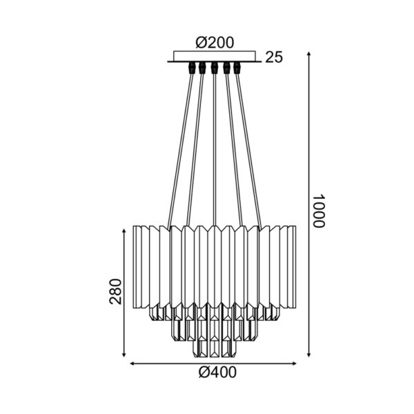 Κρεμαστό Πολύφωτο 5xE14 Κρύσταλλο+Χρυσό EMPIRE Φ400 ACA – EG6175P41CG