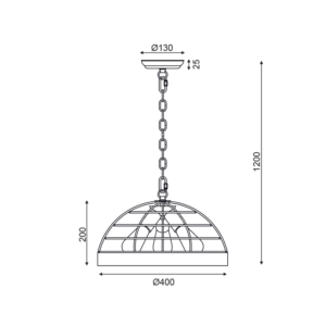 ΚΡΕΜΑΣΤΟ Φ/Σ 3ΧΕ27 ΞΥΛΟ+ΜΑΥΡΟ ΜΕΤΑΛΛΟ D40XH120CM TESLA ACA – EG843P40B
