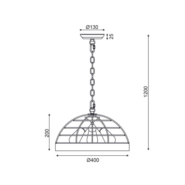 ΚΡΕΜΑΣΤΟ Φ/Σ 3ΧΕ27 ΞΥΛΟ+ΜΑΥΡΟ ΜΕΤΑΛΛΟ D40XH120CM TESLA ACA – EG843P40B