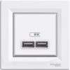 SchneiderAsfora Πρίζα φόρτισης 2xUSB 2,1A Λευκό EPH2700221