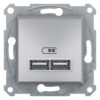 Schneider Asfora πρίζα φόρτισης 2xUSB 2,1A Αλουμίνιο – EPH2700261
