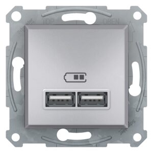 Schneider Asfora πρίζα φόρτισης 2xUSB 2,1A Αλουμίνιο – EPH2700261