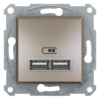 Schneider Asfora πρίζα φόρτισης 2xUSB 2,1A Bronze – EPH2700269
