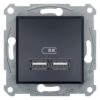 Schneider Asfora πρίζα φόρτισης 2xUSB 2,1A Ανθρακί – EPH2700271