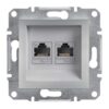 Schneider Asfora πρίζα πληροφορικής RJ45 cat5e U/UTP διπλή Αλουμίνιο – EPH4400161
