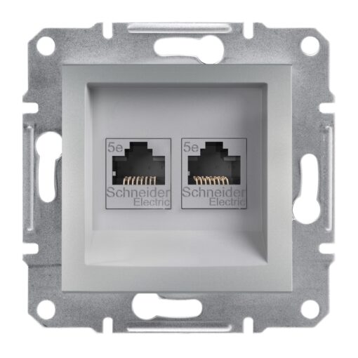 Schneider Asfora πρίζα πληροφορικής RJ45 cat5e U/UTP διπλή Αλουμίνιο – EPH4400161