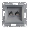 Schneider Asfora πρίζα πληροφορικής RJ45 cat5e U/UTP διπλή Ατσάλι – EPH4400162