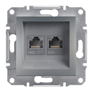 Schneider Asfora πρίζα πληροφορικής RJ45 cat5e U/UTP διπλή Ατσάλι – EPH4400162