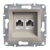 Schneider Asfora πρίζα πληροφορικής RJ45 cat5e U/UTP διπλή Bronze – EPH4400169