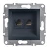 Schneider Asfora πρίζα πληροφορικής RJ45 cat5e U/UTP διπλή Ανθρακί – EPH4400171