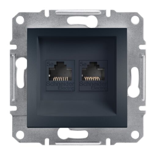 Schneider Asfora πρίζα πληροφορικής RJ45 cat5e U/UTP διπλή Ανθρακί – EPH4400171