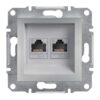 Schneider Asfora πρίζα πληροφορικής RJ45 cat6 U/UTP διπλή Αλουμίνιο – EPH4800161