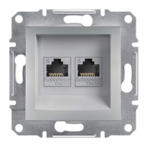 Schneider Asfora πρίζα πληροφορικής RJ45 cat6 U/UTP διπλή Αλουμίνιο – EPH4800161