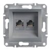 Schneider Asfora πρίζα πληροφορικής RJ45 cat6 U/UTP διπλή Ατσάλι – EPH4800162