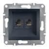 Schneider Asfora πρίζα πληροφορικής RJ45 cat6 U/UTP διπλή Ανθρακί – EPH4800171