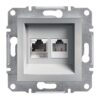 Schneider Asfora πρίζα πληροφορικής RJ45 cat5e και τηλεφώνου RJ12 Αλουμίνιο – EPH4900161