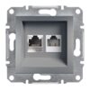 Schneider Asfora πρίζα πληροφορικής RJ45 cat5e και τηλεφώνου RJ12 Ατσάλι – EPH4900162