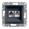 Schneider Asfora πρίζα πληροφορικής RJ45 cat5e και τηλεφώνου RJ12 Ανθρακί – EPH4900171