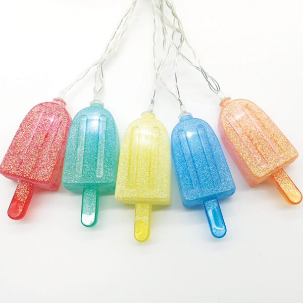 MULTICOLOR PLASTIC ICE-CREAMS, 10LED ΛΑΜΠΑ ΣΕΙΡΑ ΜΠΑΤ(3xAA) ΨΥΧΡΟ ΛΕΥΚ IP20 135+30cm ΔΙΑΦ ΚΑΛΩΔ  ACA - F061021204