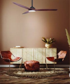 Ανεμιστήρας Οροφής Μαύρος με Φως CCT Dimmable Φ132 DC 40W με 3 Ξύλινα Καφέ Πτερύγια Τηλεχειριστήριο 2 Αναρτήσεις 15&25cm ACA – FANKVBR40G