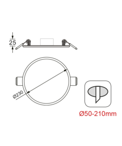 LED Πάνελ Στρογγυλό 19W ACA Ø230 με Ρυθμιζόμενη Κοπή 1480lm Θερμό 3000K – FLEXI1930RW