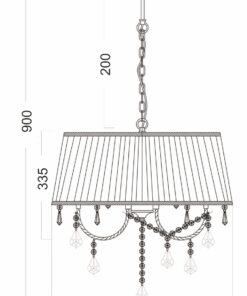 Κρεμαστό Φωτιστικό Πολυέλαιος 3ΧΕ14 Μεταλλικό Χρώμιο Λευκό Ύφασμα & Κρύσταλλα ACA DECOR – FMD968303