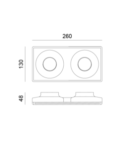 Διπλή Χωνευτή Γύψινη Βάση Σποτ Trimless 260*130*45 REMY 2xGU10 ACA – G90032D