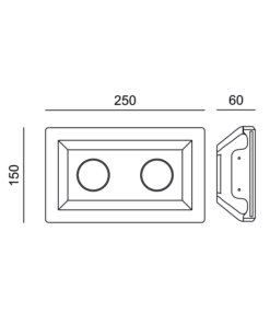 Γύψινη Βάση Σποτ Διπλή GU10 – MR16 Χωνευτή Τετράγωνη 25x15cm Σταθερή Λευκή ACA DECOR – G90102C
