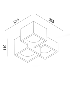 Γύψινο Φωτιστικό Οροφής 3 Τετράγωνα GENI 3xGX53 ACA – G96023