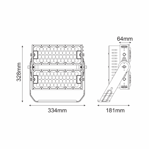 LED Προβολέας Μαύρος 240W 37200lm 5000K 60° 230V IP66 IK10 ACA – GLAD2405060
