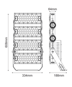 LED HIGH POWER FLOOD LUMINAIRE 480W, 74400LM, 5000K, 60°, 230V AC, IP66, IK10 ACA – GLAD4805060