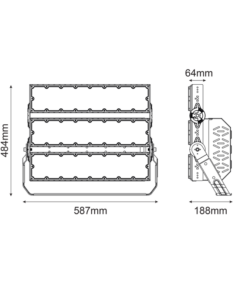 LED HIGH POWER FLOOD LUMINAIRE 720W, 111600LM, 5000K, 20°, 230V AC, IP66, IK10 ACA – GLAD7205020