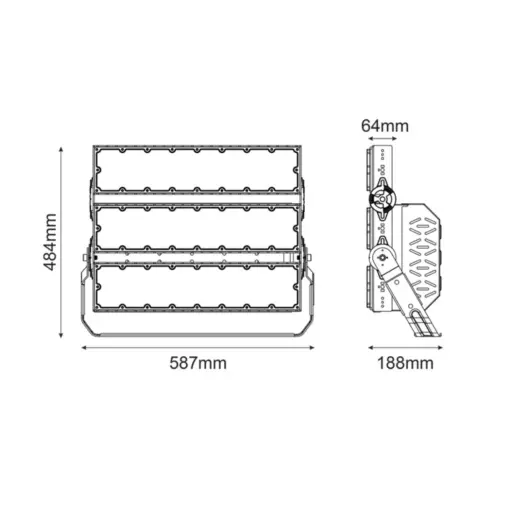 LED HIGH POWER FLOOD LUMINAIRE 720W, 111600LM, 5000K, 40°, 230V AC, IP65, IK10 ACA – GLAD7205040