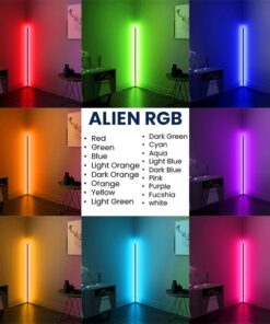 Μοντέρνο Minimal Επιδαπέδιο Μαύρο Φωτιστικό 100cm LED 16 Watt με Ασύρματο Χειριστήριο 2.4G RF & Dimmer RGBW+WW Πολύχρωμο Digital Magic Dot Pixel GloboStar ALIEN Design GLOBO-100-11