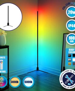 Μοντέρνο Minimal Επιδαπέδιο Μαύρο Φωτιστικό 100cm LED 20 Watt με Ασύρματο Χειριστήριο Αφής 2.4G RF & Dimmer RGBW+WW Πολύχρωμο – Ψυχρό – Ημέρας – Θερμό GloboStar ALIEN Design GLOBO-100-9