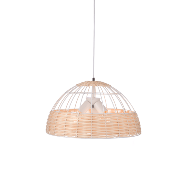 ACA DECOR   κρεμαστό φωτιστικό 3xE27 Ø46 σε λευκό και Rattan χρώμα - GN20P346WH