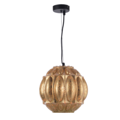 ACA DECOR – Κρεμαστό Φωτιστικό 1ΧΕ27 Γυαλί Φύλλα Χρυσού Φ25ΧΗ120cm