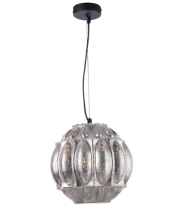 ACA DECOR – Κρεμαστό Φωτιστικό 1ΧΕ27 Γυαλί Φύλλα Ασημί Φ25ΧΗ120cm