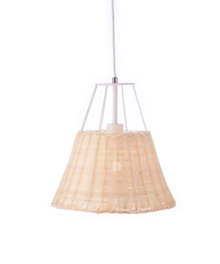 ACA DECOR   κρεμαστό φωτιστικό 1xE27 σε λευκό χρώμα και Rattan – GN60P130WH