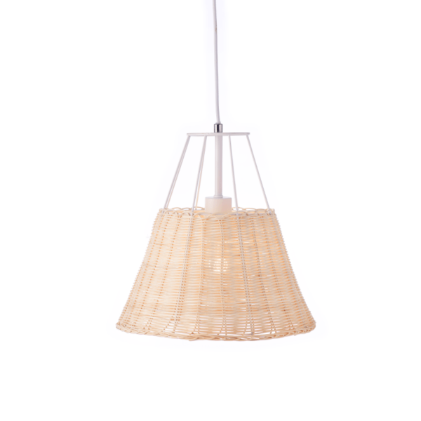 ACA DECOR   κρεμαστό φωτιστικό 1xE27 σε λευκό χρώμα και Rattan - GN60P130WH