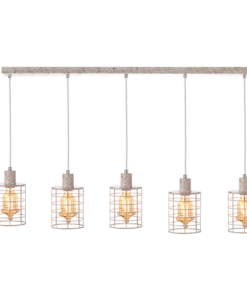 ACA DECOR – Κρεμαστό Φωτιστικό 5ΧΕ27 Μεταλλικό Λευκό Σκουριά 100Χ12,2ΧΗ120cm