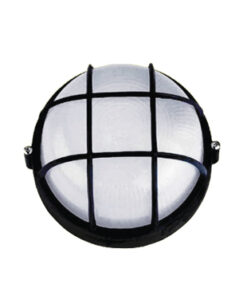 Φωτιστικό Τοίχου 1xE27 Χελώνα Αλουμινίου ø190 Στρογγυλή με Πρισματικό Γυαλί & Πλέγμα Μαύρο IP45 ACA – HI5011BMS