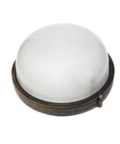 Φωτιστικό Τοίχου 1xE27 Χελώνα Κήπου Αλουμινίου ø190 Σκουριά Στρογγυλή με Πρισματικό Γυαλί IP45 ACA – HI5012R