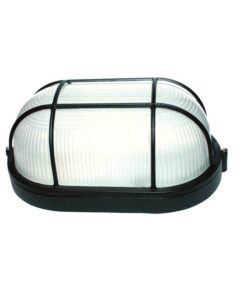 Φωτιστικό Τοίχου 1xE27 Χελώνα Αλουμινίου Μαύρο 27cm με Πρισματικό Γυαλί & Πλέγμα IP45 ACA – HI5021B