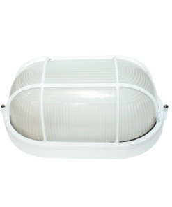 Φωτιστικό Τοίχου 1xE27 Χελώνα Αλουμινίου 27cm Λευκή με Πρισματικό Γυαλί και Πλέγμα IP45 ACA – HI5021WMS